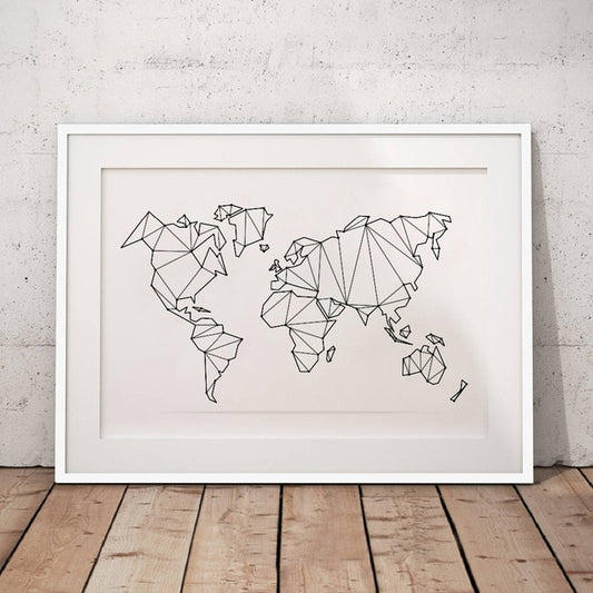 Abstract World Map Canvas Art Print Wall Pictures
