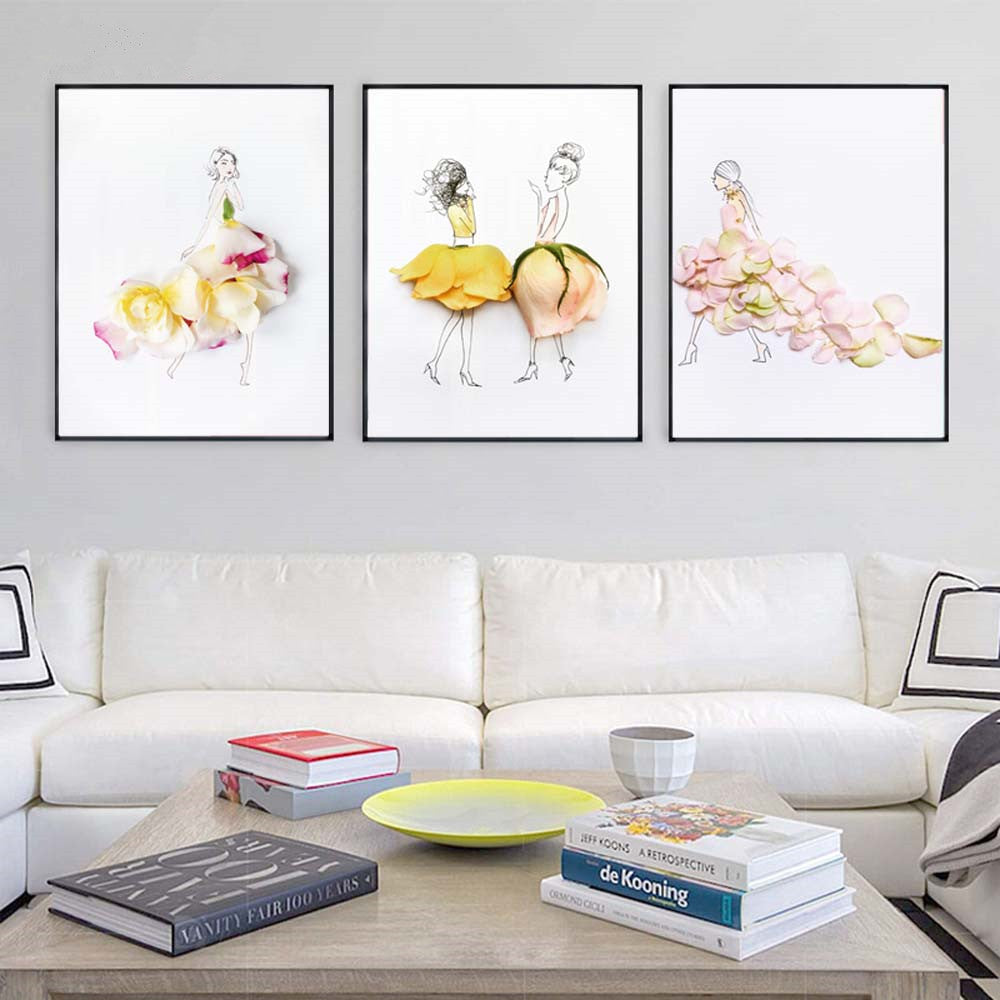 Flower Sex Girls Canvas Wall Art Abstract Still