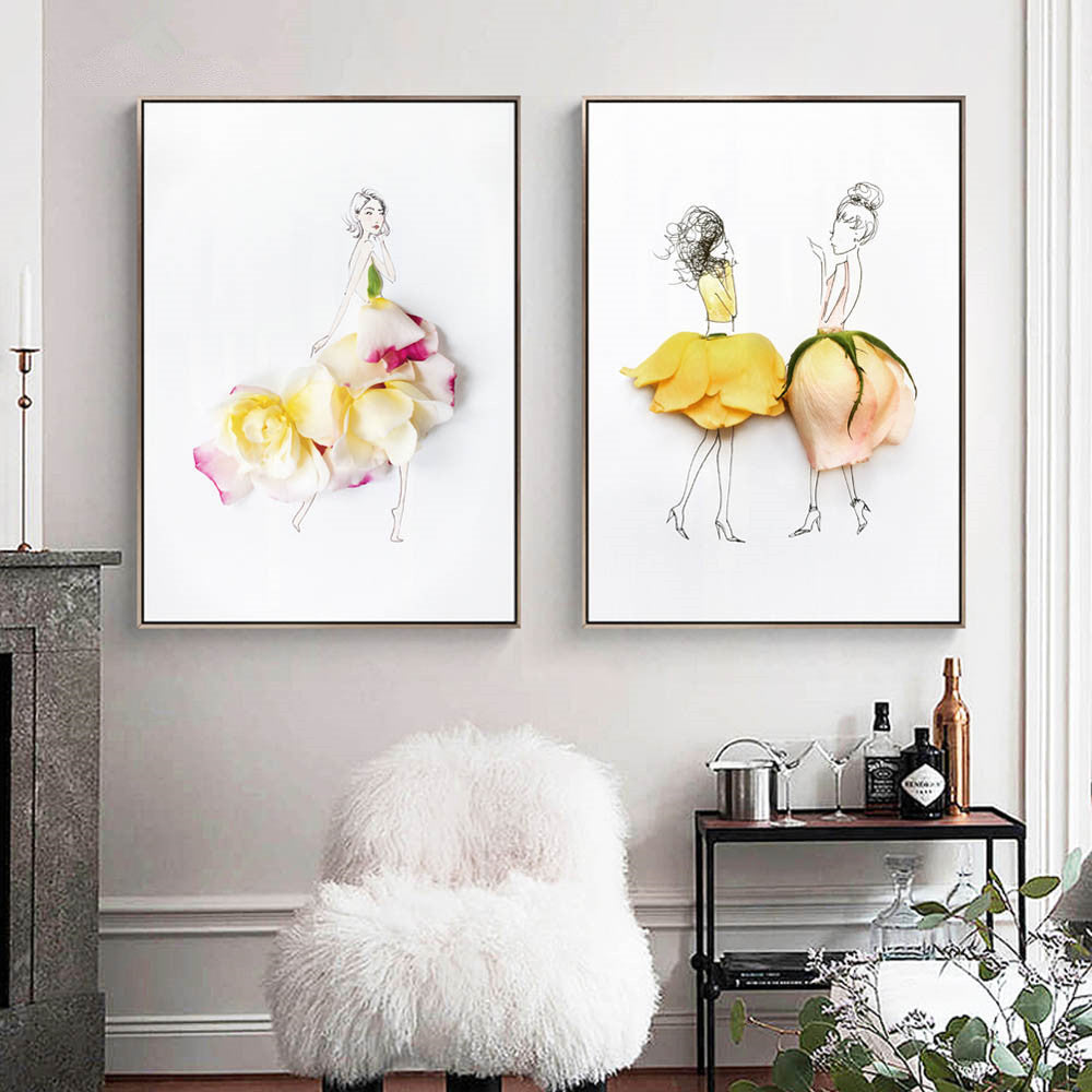 Flower Sex Girls Canvas Wall Art Abstract Still